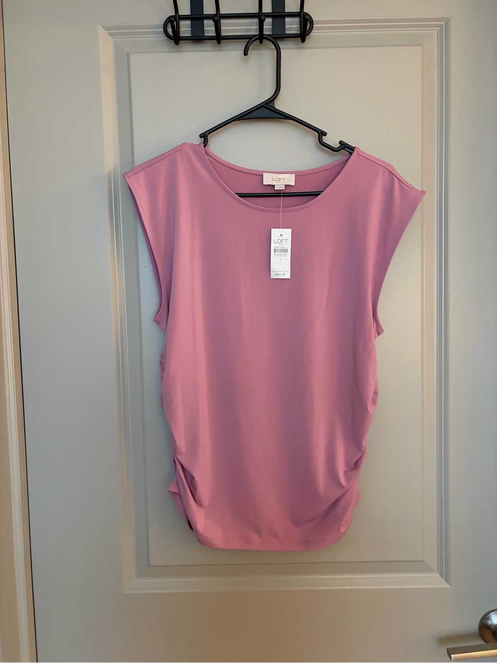 LOFT Dusty Pink Sleeveless Ruched-Side Tank Top